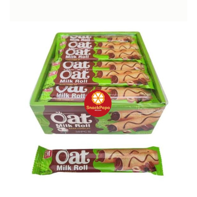 

DSM OAT MILK ROLL RASA COKELAT [ 1 BOX ISI 30 BUNGKUS] | WAFER ROLL COKLAT