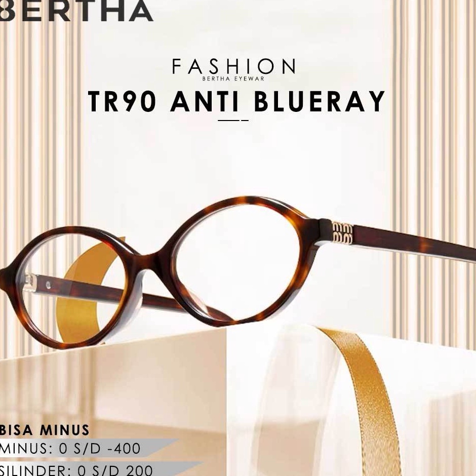 KODE E65C Bertha Kacamata Antiradiasi Blueray Bentuk Oval Bahan Tr9 Fashion Wanita Dan Pria Trendy K