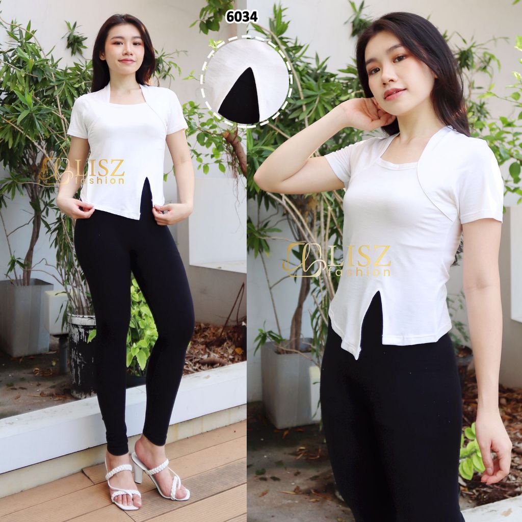lisz fashion /crop top wanita polos/ squere neck lengan pendek 6034