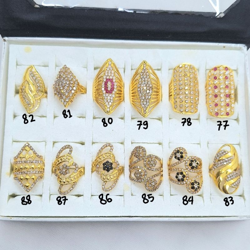 cincin suasa atau swasa lapisan emas 24k permata tembakan berlian mirip emas asli dan berlian asli w