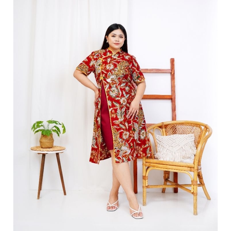 Xavera Cheongsam Dress Batik Plussize/Bigsize