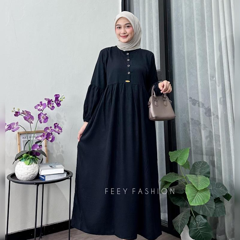 MIDI DRESS OLIVE / RAYON TWILL PREMIUM / MIDI DRESS MODERN WANITA