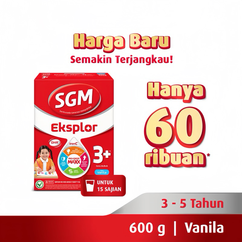 

SGM EKSPLOR 3+ Dengan IronC Susu Bubuk Rasa Vanila 600gr