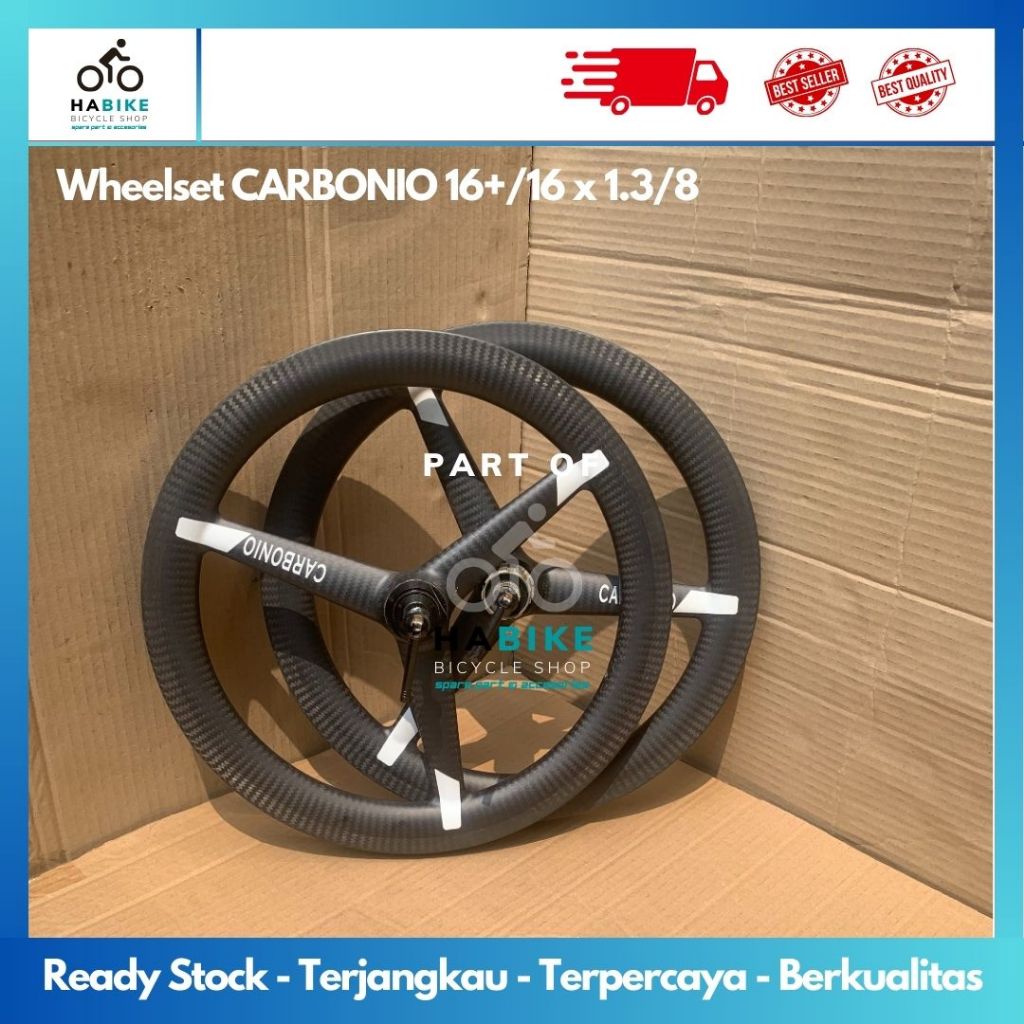 Wheelset CARBONIO 16+ 349 vbrake ubrake carbonio giorni Threespoke atau VELG SET CARBONIO Untuk Sepe
