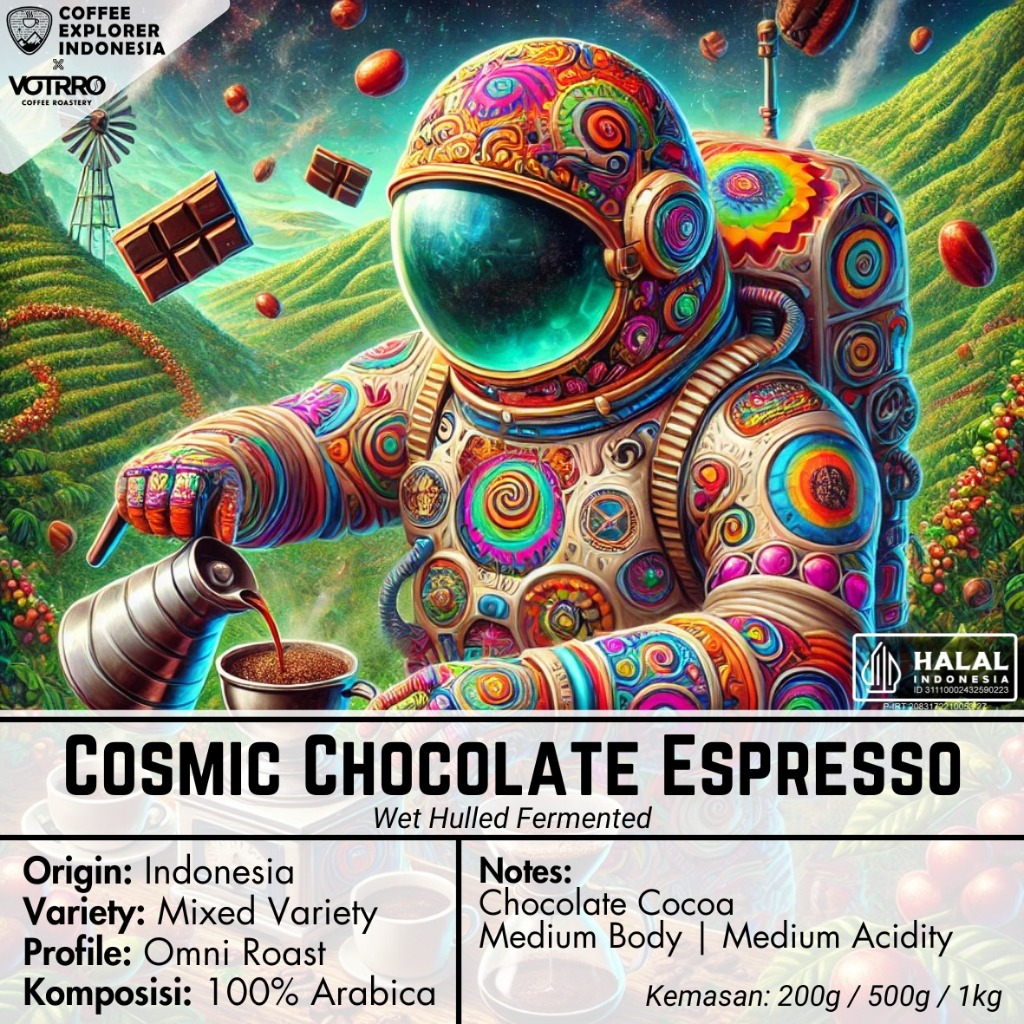 

Biji Kopi Espresso Arabika Cosmic Choco - Single Origin Arabica Coffee - EXplore Series - VOTRRO X COFFEE EXPLORER INDONESIA