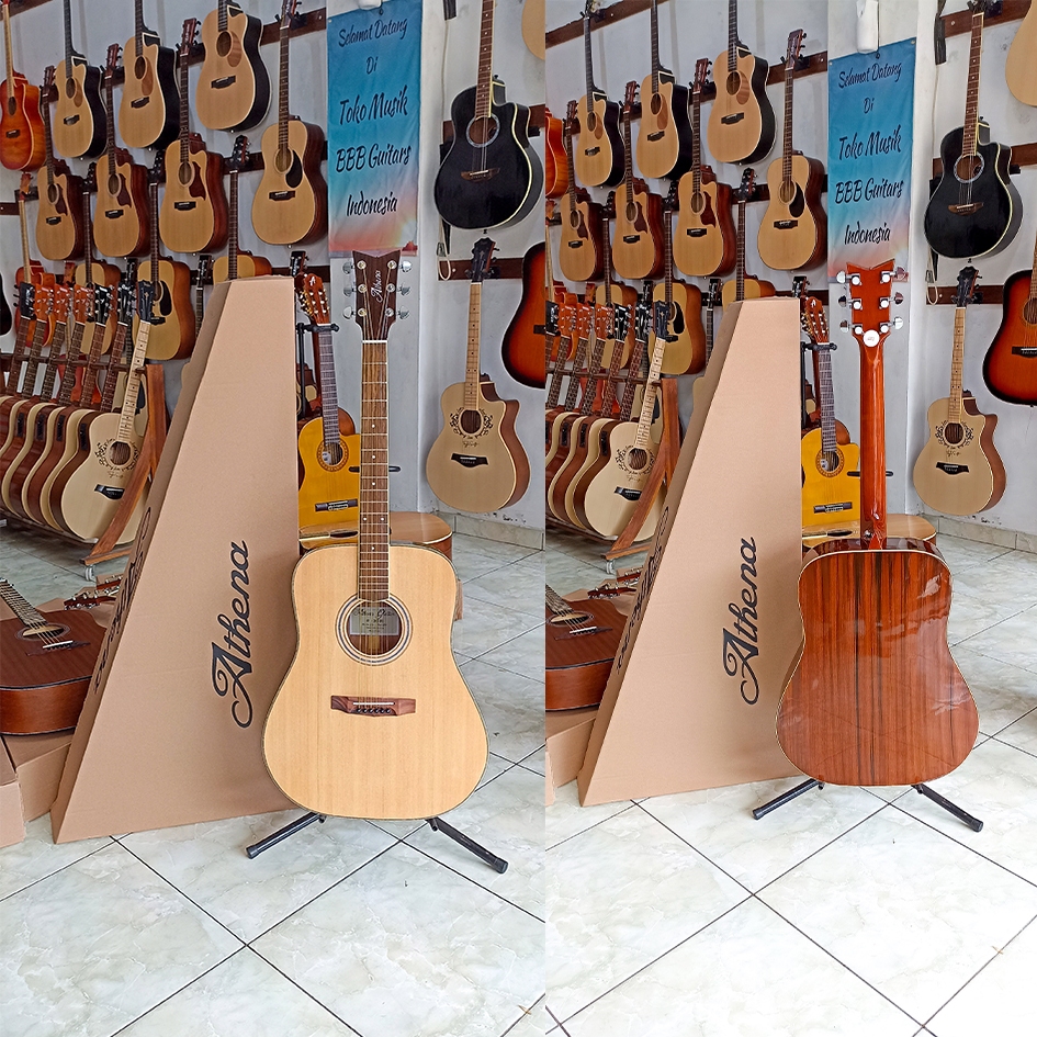ORI LOKAL GITAR ORIGINAL Gitar Premium Athena DR - 001 Spruce Body Jumbo Gitar Original Lokal