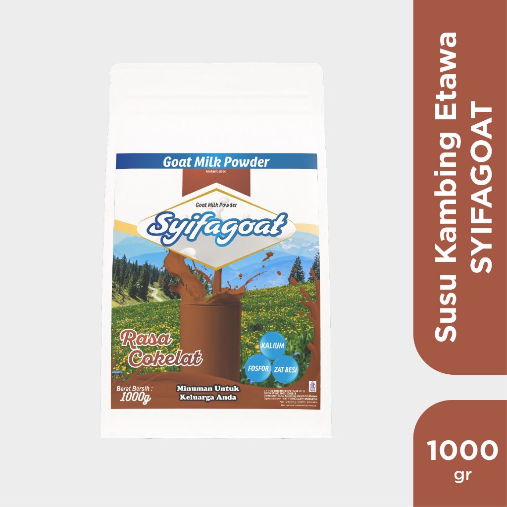 

SYIFAGOAT Susu Kambing Etawa Bubuk 1kg Rasa Cokelat