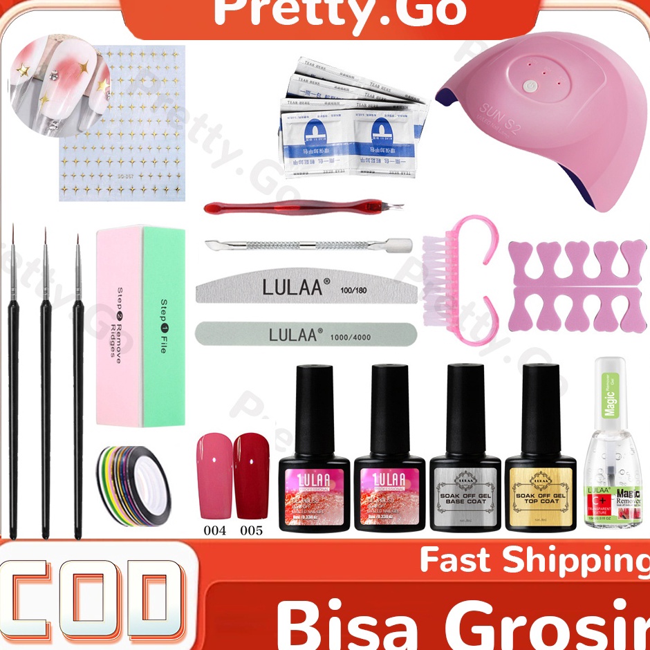 Diskon Hemat  Set Kutek Gel Lampu Kuku UV 36W 2Warna Cat Kuku GelAlat Kutek Kuku Nail Art Set Lampu 