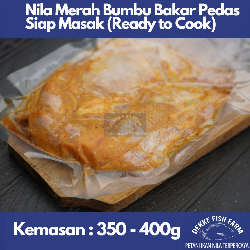 

Ikan Nila Merah Marinasi Bumbu Bakar Pedas / Spicy Grilled Seasoned Marinated Red Tilapia Ready to Cook (Siap Masak) Kemasan -+ 400g