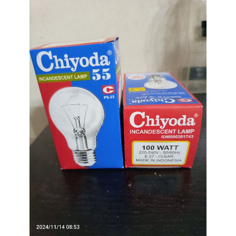 Chiyoda Pijar 100w, Lampu pijar 100w, Bohlam panas, Clear