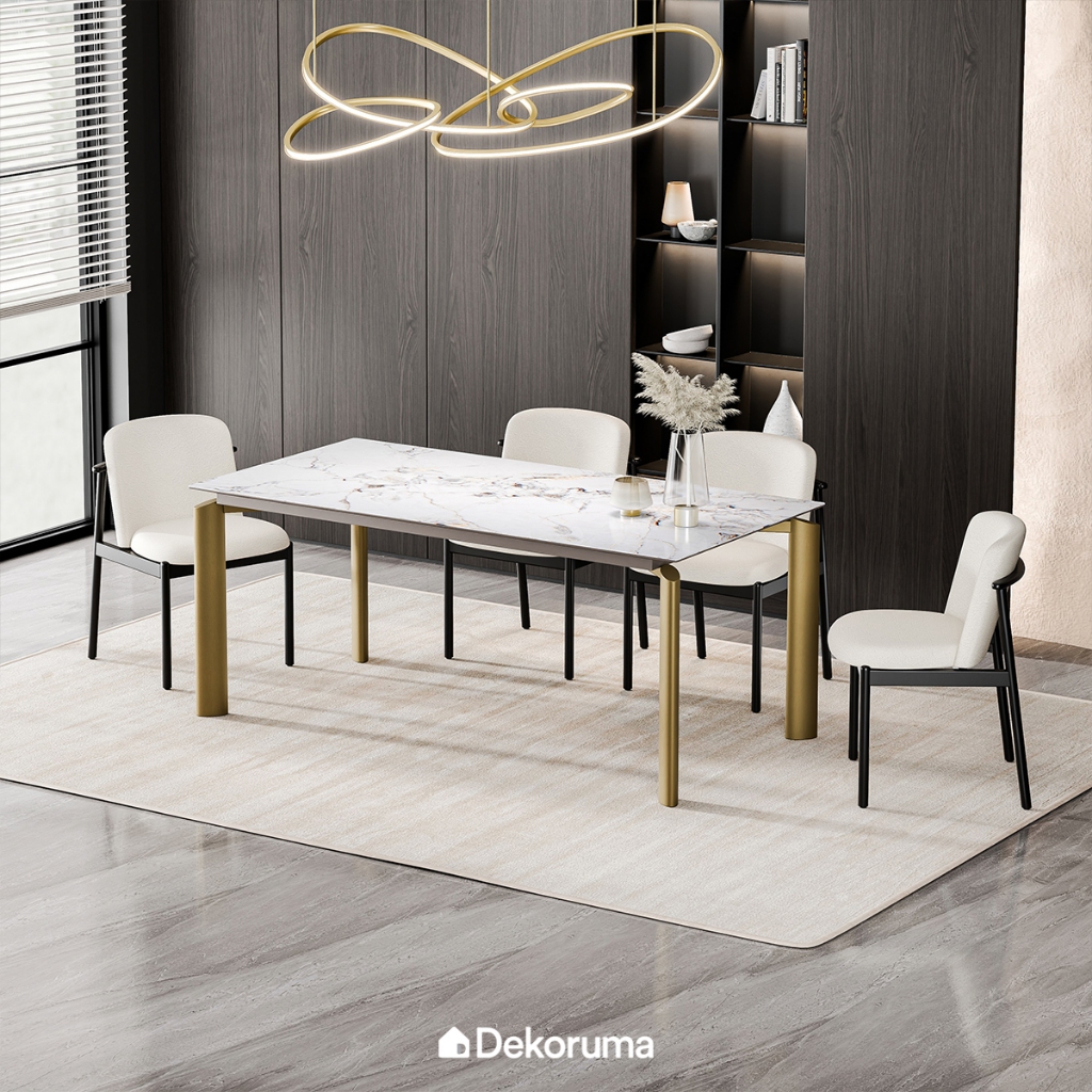 Dekoruma Tenzo FELIX Dining Table / Meja Makan - Beige-Golden
