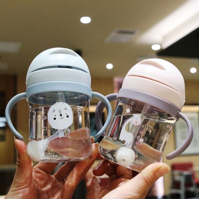 FLXShop - Botol Minum Anak Viral 280ML Botol Air Minum Anak Bayi Karakter Hewan Gelas Anak Balita