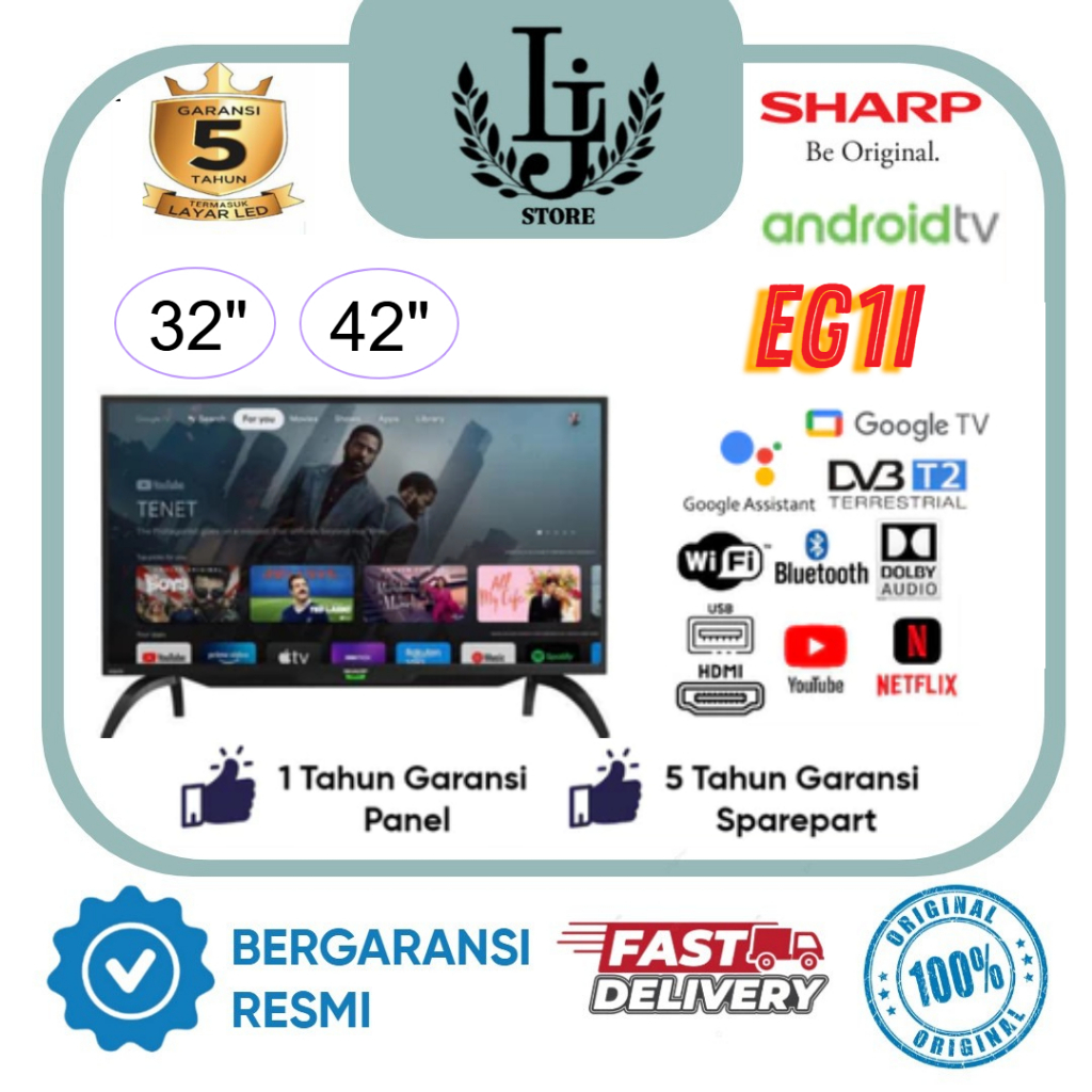 TV LED Sharp 32EG1 / 42EG1 LED 32 Inch 42 Inch Android TV Gogle TV Sharp