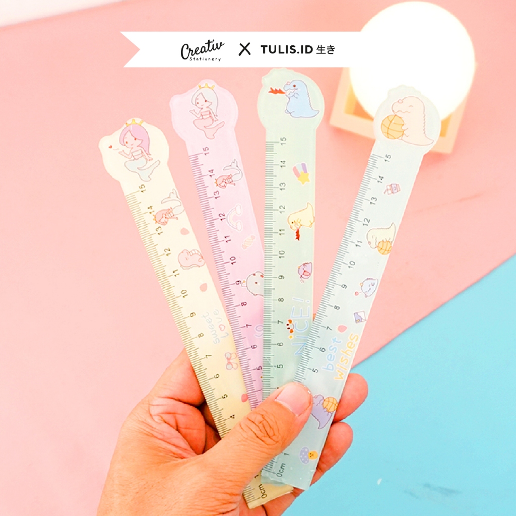 

[TULIS.ID IKI 生き] Daily Ruler 15 Cm Dino And Mermaid