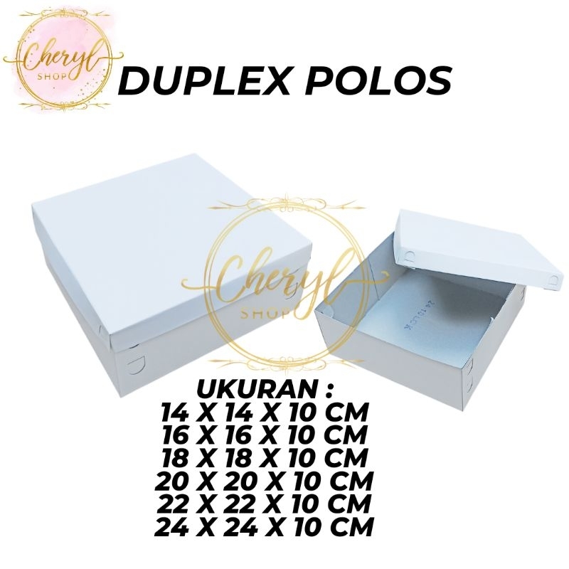

(10 PCS) DOS / DUS KUE DUPLEX PUTIH TUTUP POLOS TINGGI 10 CM UK 14 CM, 16 CM, 18 CM, 20 CM, 22 CM, 24 CM / Kardus Box Kotak Hampers Duplex Putih Polos