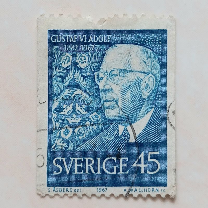 

(AD) Perangko Swedia 1967 King Gustaf VI Adolf - 85th.Birthday 45 øre Used