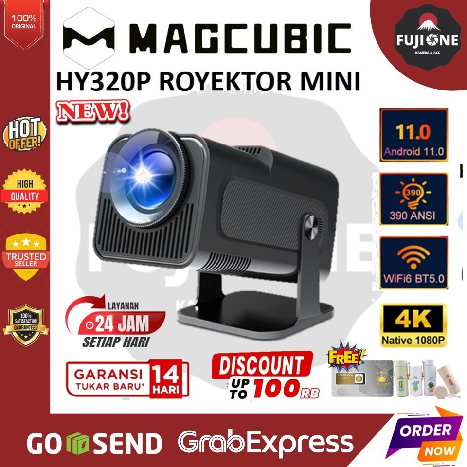 MAGCUBIC HY320 Proyektor Mini Portable Android 11 WiFi Bluetooth 1080P - HY320 - Black