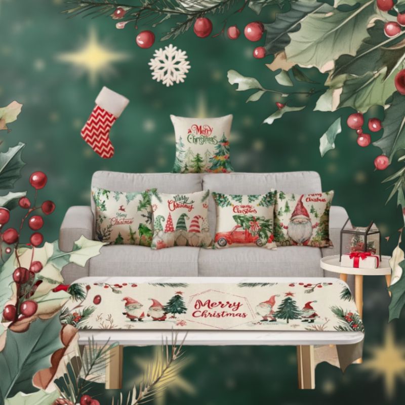 Sarung Bantal Sofa Set Natal / Taplak Meja Natal 2025