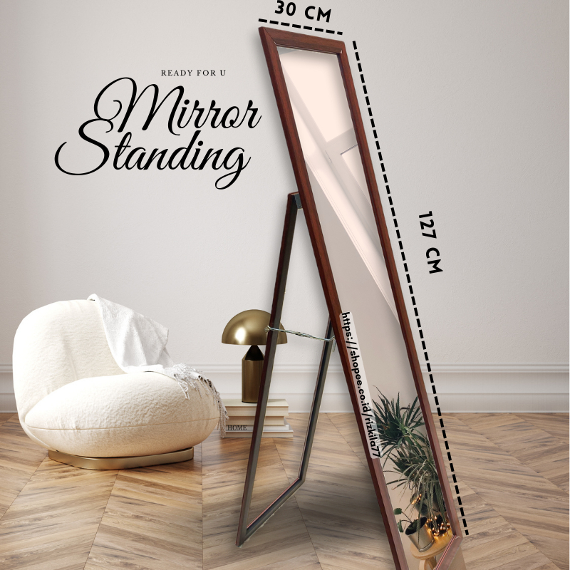 Kaca Cermin Full Body Aesthetic Cermin Standing Mirror Dinding Minimalis Rias Hiasan Kamar Rumah