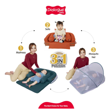 KASUR BAYI LIPAT  + SOFA BAYI 3 IN 1 PRESTIGE SERIES (BONUS PERLAK) - DIALOGUE BABY