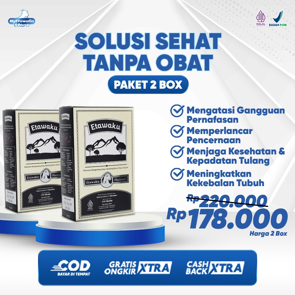 

Paket Sehat 2 Box Etawaku Platinum - Susu Kambing Etawa Murni Rendah Gula Original