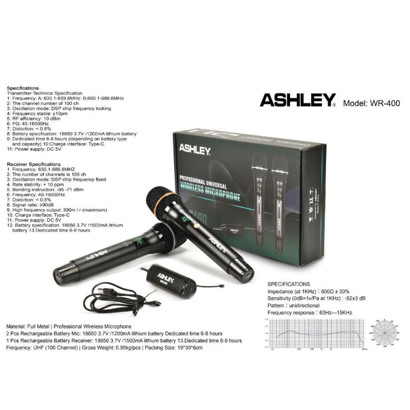 Mic Wireless Ashley WR 400 Original