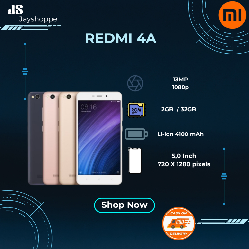 HANDPHONE SMARTPONE XIOMIE REDMI 4A 2/16GB GARANSI 1TAHUN