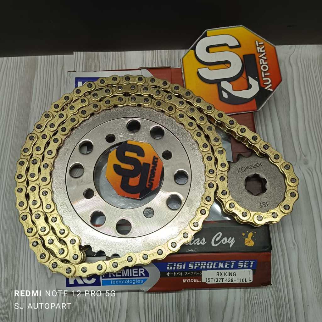 Gear Set Rx king 15T-37T 428HG-110L Model SSS Merk KC Premier ( Gold Series )
