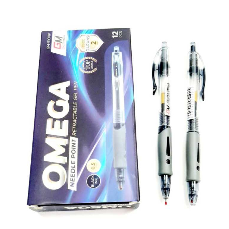 

Harga Grosir (1Dus/12kotak/144pcs ) Pulpen Gel GM-510NP OMEGA 0.5mm GADJAH MADA