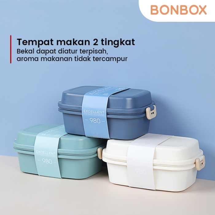 BONBOX Lunch Box Susun Kotak Makan 2 Tingkat Alat Makan BTW-100 / Tempat Bontot BTW-100 Bonbox