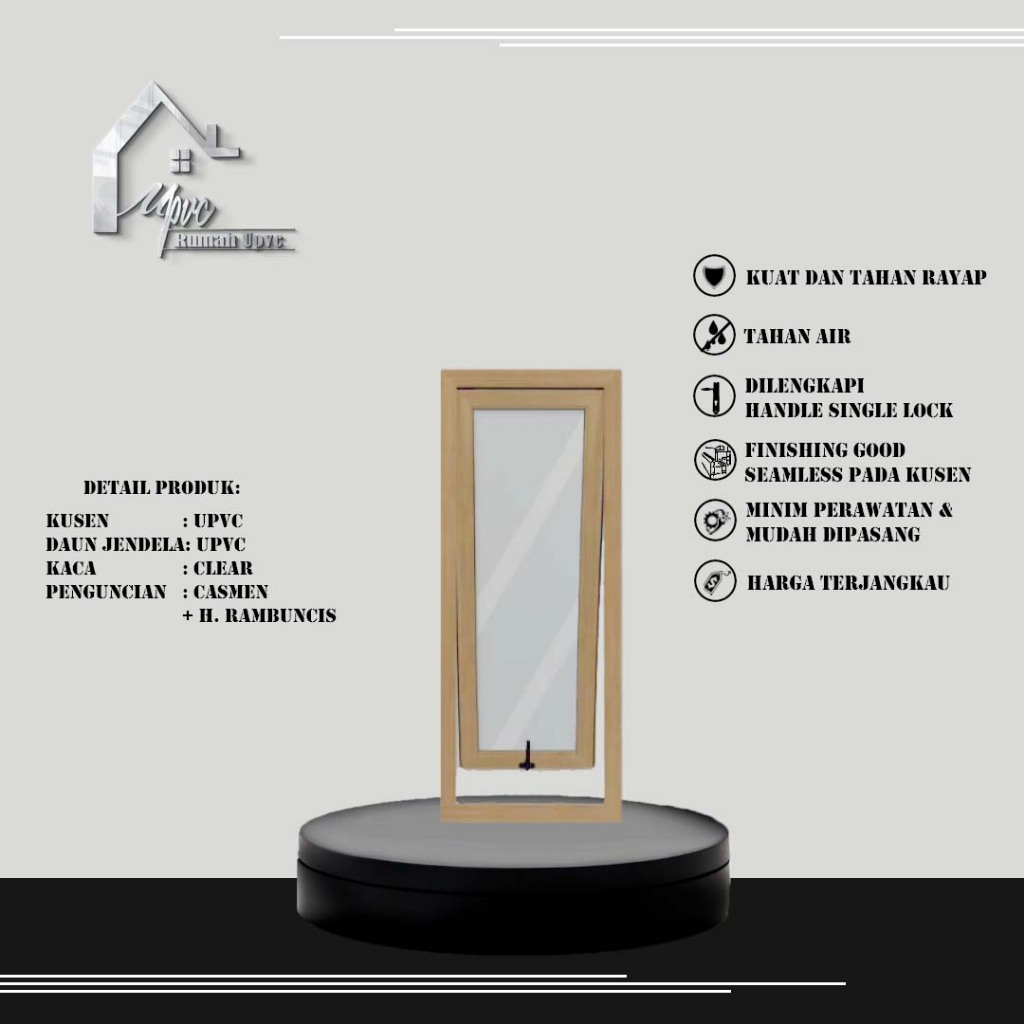 JENDELA UPVC JUNGKIT 1D.JENDELA EROPA (JAPANESE OAK)