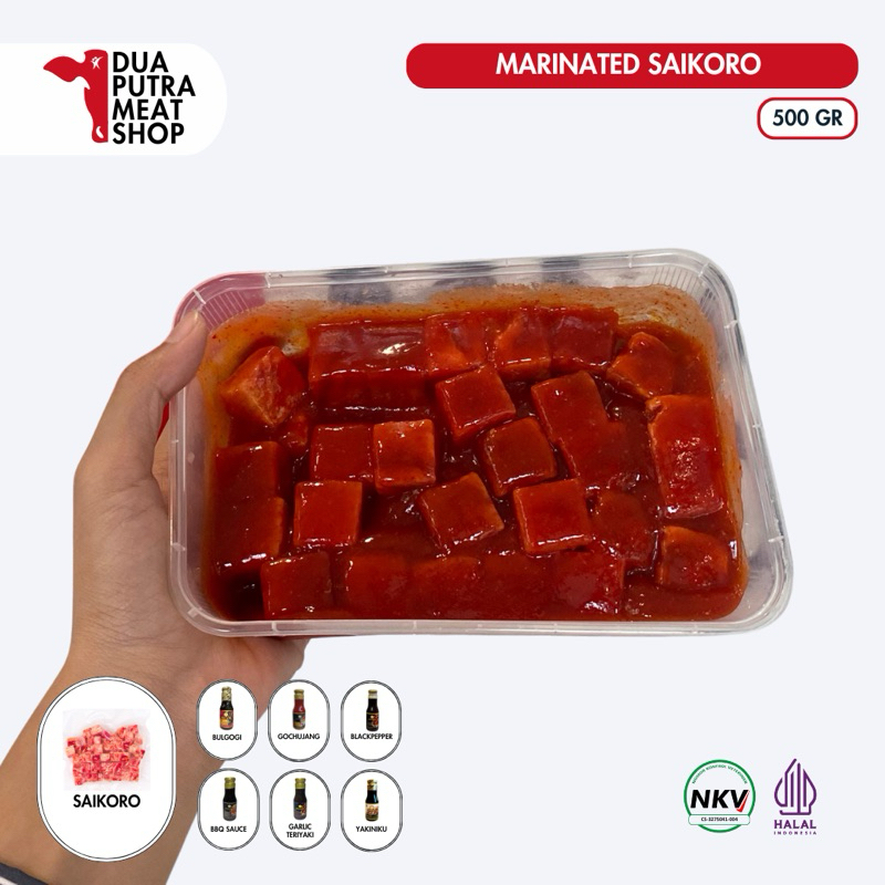 

Marinated Saikoro 500gr | Daging Saikoro Marinasi Siap Masak / 6 Varian Rasa / 100% Halal