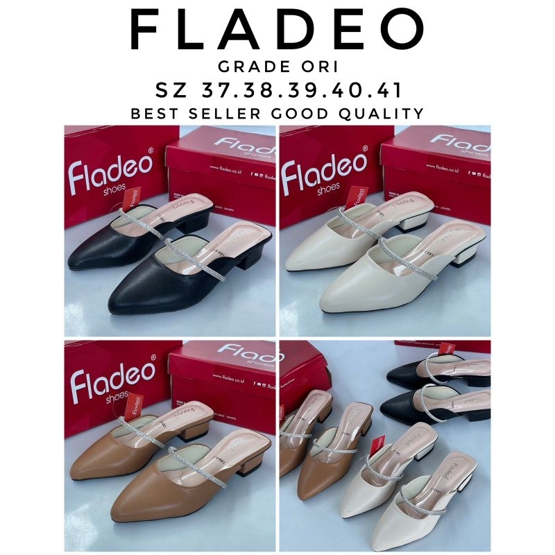 sepatu sandal wanita kekinian fladeo G072 dengan hak 2cm