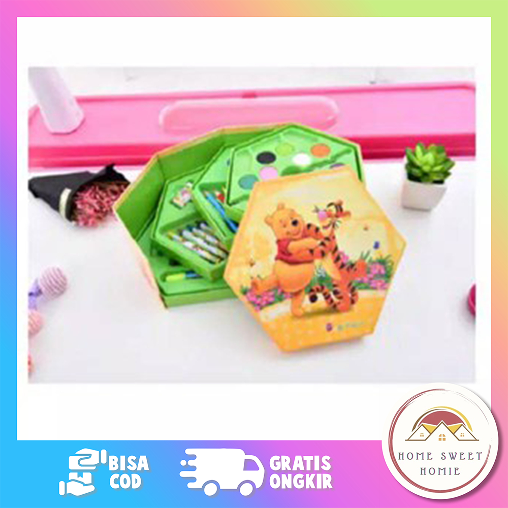 

Krayon Pensil Warna Coloring Set 46 in 1 Crayon Spidol Cat Air Lgkp Rautan Penghapus Kuas