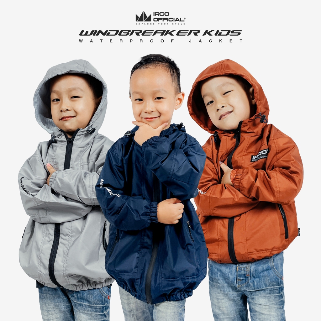 IRCO Windbreaker Kids Jaket Parasut Waterproof - Jaket Anak Laki Laki Anti Air Angin Usia 2-5 Tahun