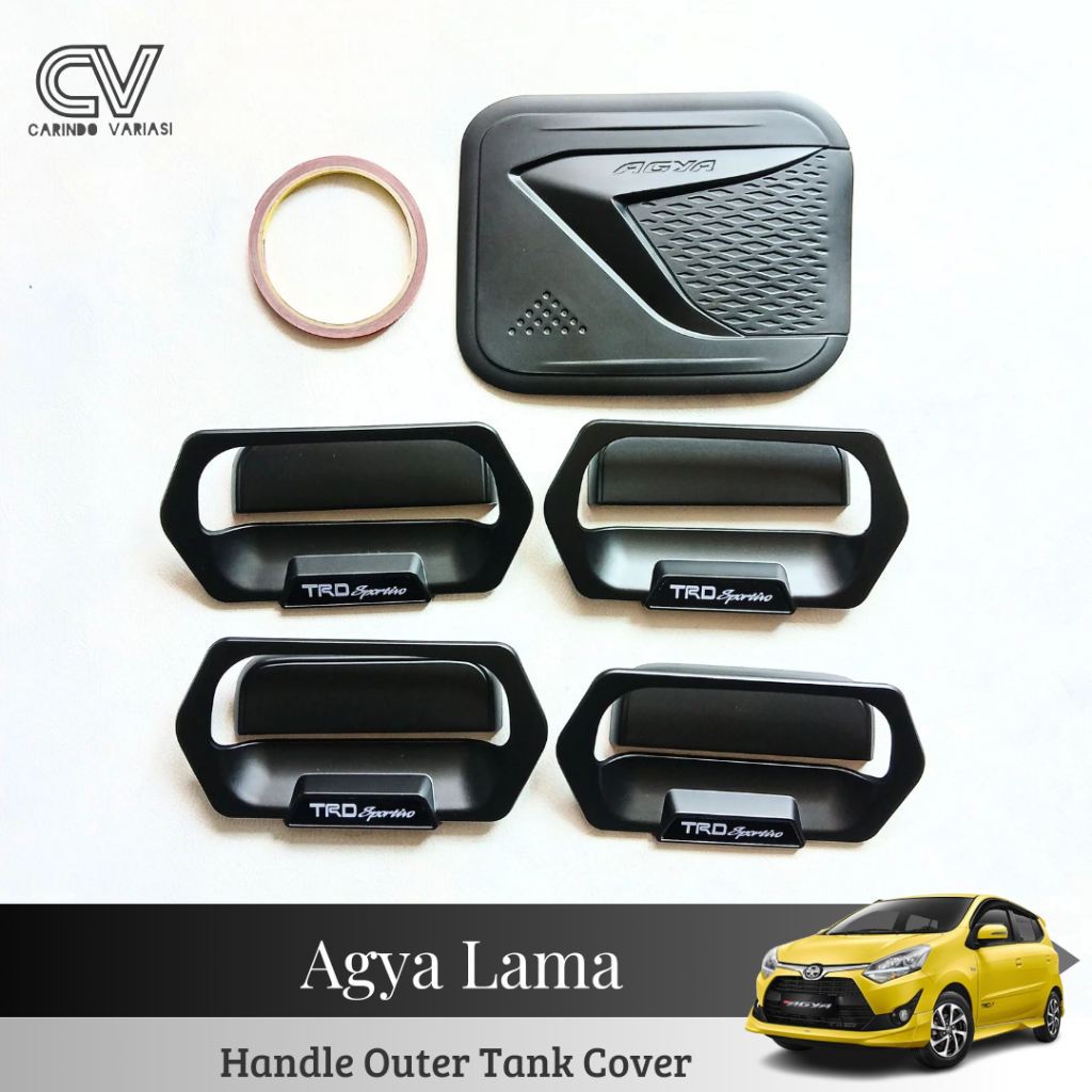 Paket Cover Handle Outer Pintu Tutup Tangki Trd Sportivo Mobil Agya 2017 - 2022 Hitam