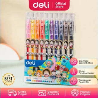 

Deli Color Gel Pen / Pulpen Gel Warna 0.5mm 10 Warna One Piece Penulisan Halus CG121-10C