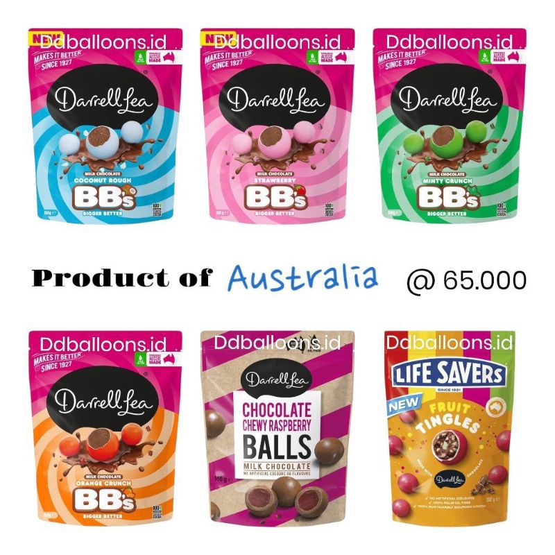 

DARRELL LEA CHOCOLATE BALLS BB'S BIGGER BETTER COCONUT ROUGH MILK CHOCOLATE/ STRAWBERRY MILK CHOCOLATE/ MINT CRUNCH MILK CHOCOLATE/ FRUIT TINGLES/ ORANGE CRUNCH MILK CHOCOLqATE/ CHOCOLATE CHqEWY RASPBERRY BALLS COKLAT BULAT AUSTRALIA IMORT