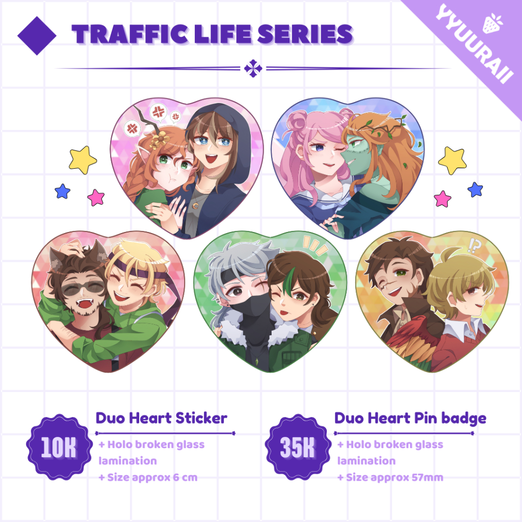 MCYT Traffic Life Series || Duo Heart Pin and Sticker || yyuuraii