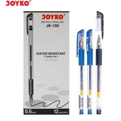 

1 PAK / 12 PCS Pulpen Gel Pen Joyko JK-100 Ballpoint Pena Grosir - Biru
