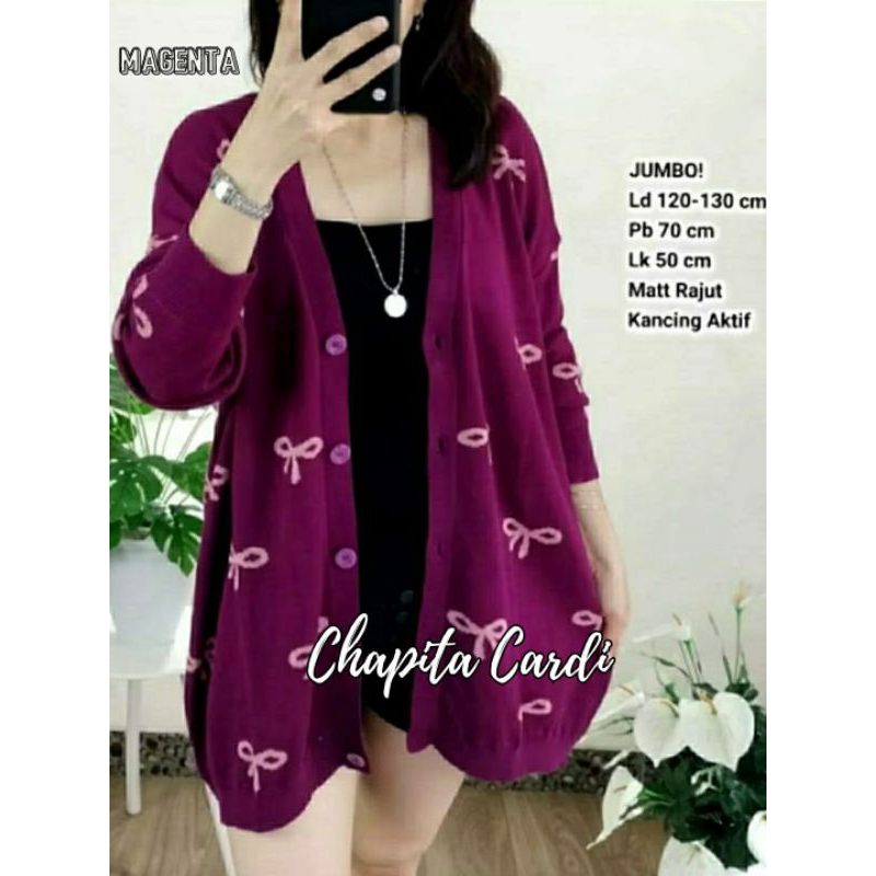 JUMBO LD 120-130 cm HORSA/CHAPITA PRITA BAJU CARDI WANITA JUMBO LD 120-130 cm BAHAN RAJUT