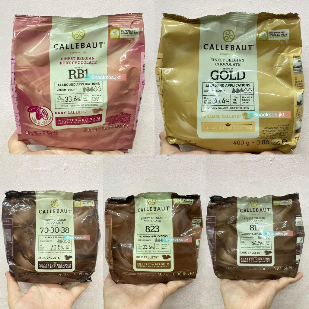 

[400GR] CALLEBAUT FINEST BELGIAN CHOCOLATE DARK CALLETS RUBY CARAMEL MILK