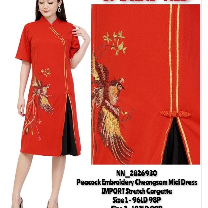 Cepat Dress cheongsam wanita bordir ukuran jumbo imlek  size 17 MODEL