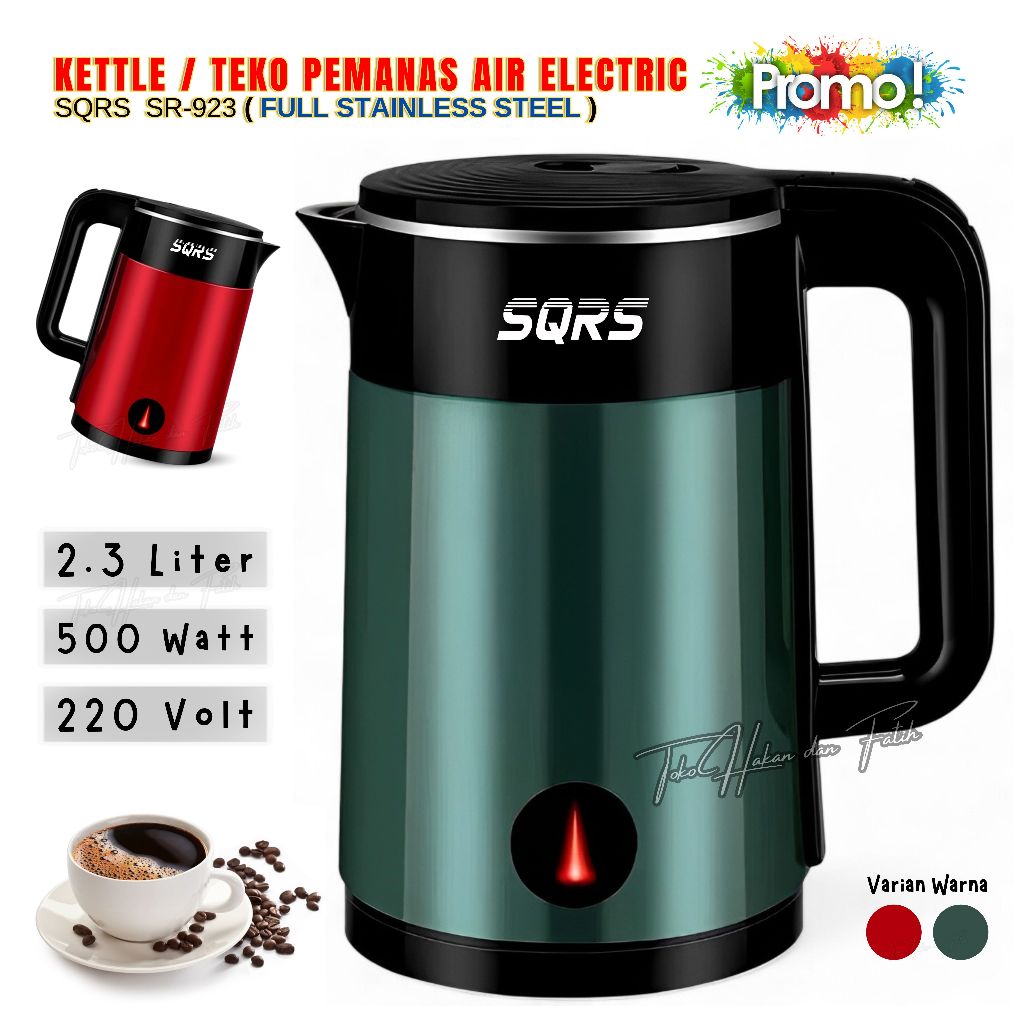 Electric Kettle Teko Listrik Pemanas Air Stainless Steel SQRS SR-923 | Teko Listrik 2.3L Stainless S