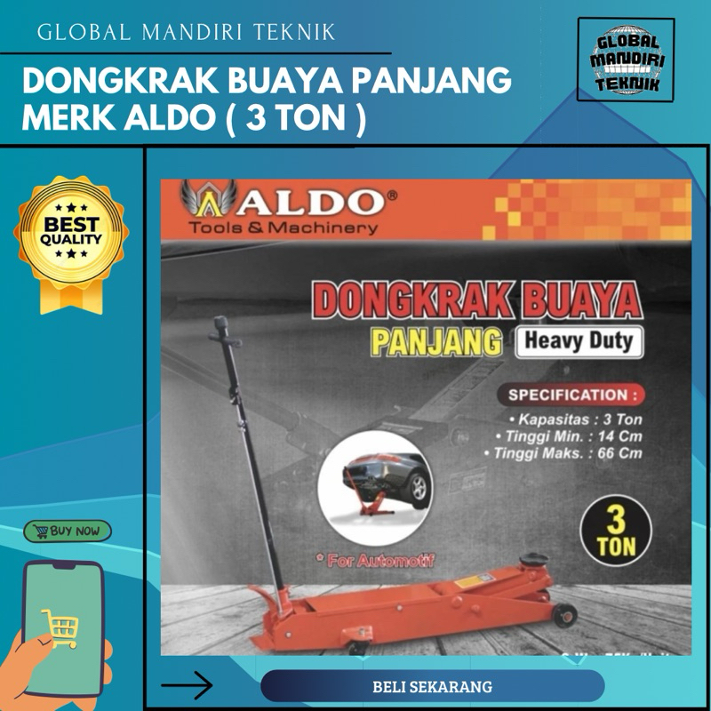 Dongkrak Buaya Panjang Merk ALDO 3 Ton / Dongkrak Buaya Long ALDO 3 TON Murah Kuat Berkualitas