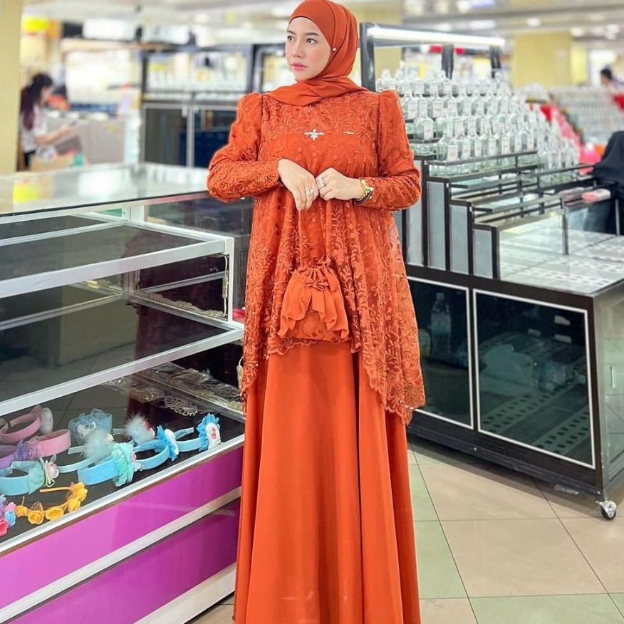 RISKA DRESS - BAJU DRESS GAMIS BUSUI BRUKAT BROKAT PESTA KONDANGAN ARISAN NKAHAN LEBARAN WANITA MUSL