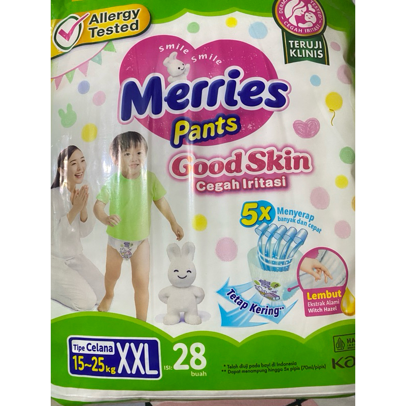 Pampers merries pants XXL 28/popok merries celana good skin