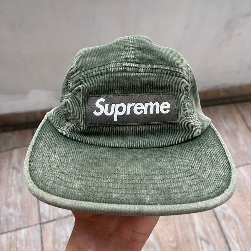 SUPREME 5 PANEL CAP ORIGINAL PRELOVED - SUPREME CAMP CAP GREEN CORDUROY - HAGT - TOPI SUPREME ORIGIN