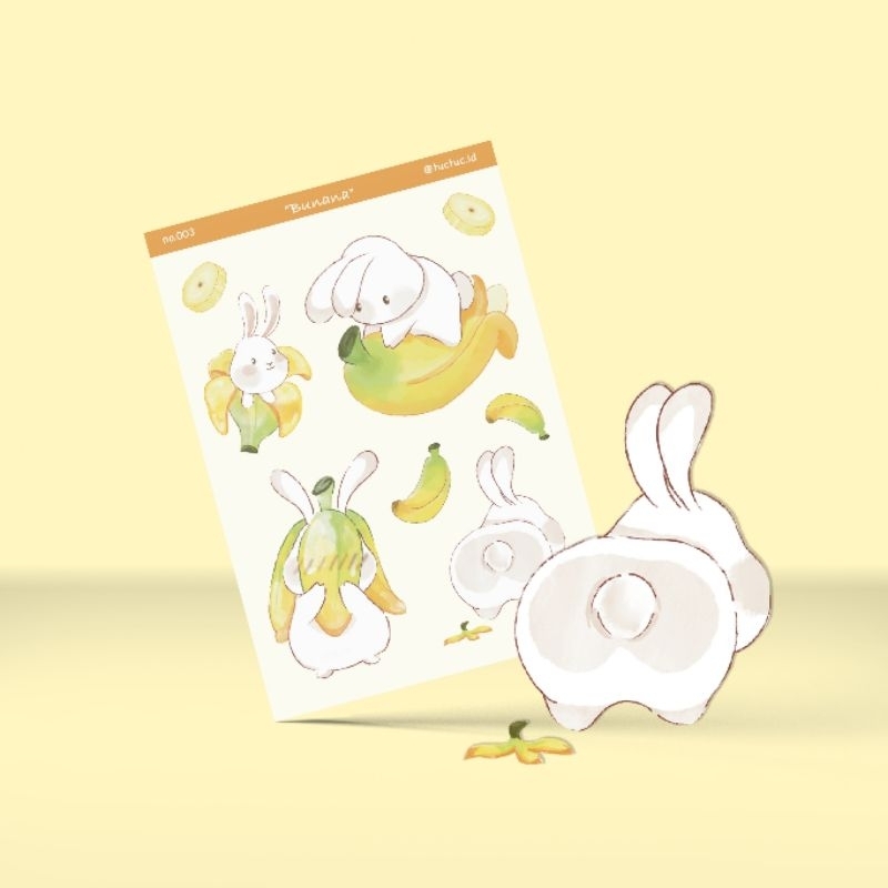 

✨tuctuc.id✨ Stiker UV BUNANA no.003 kelinci lucu | bisa custom desain