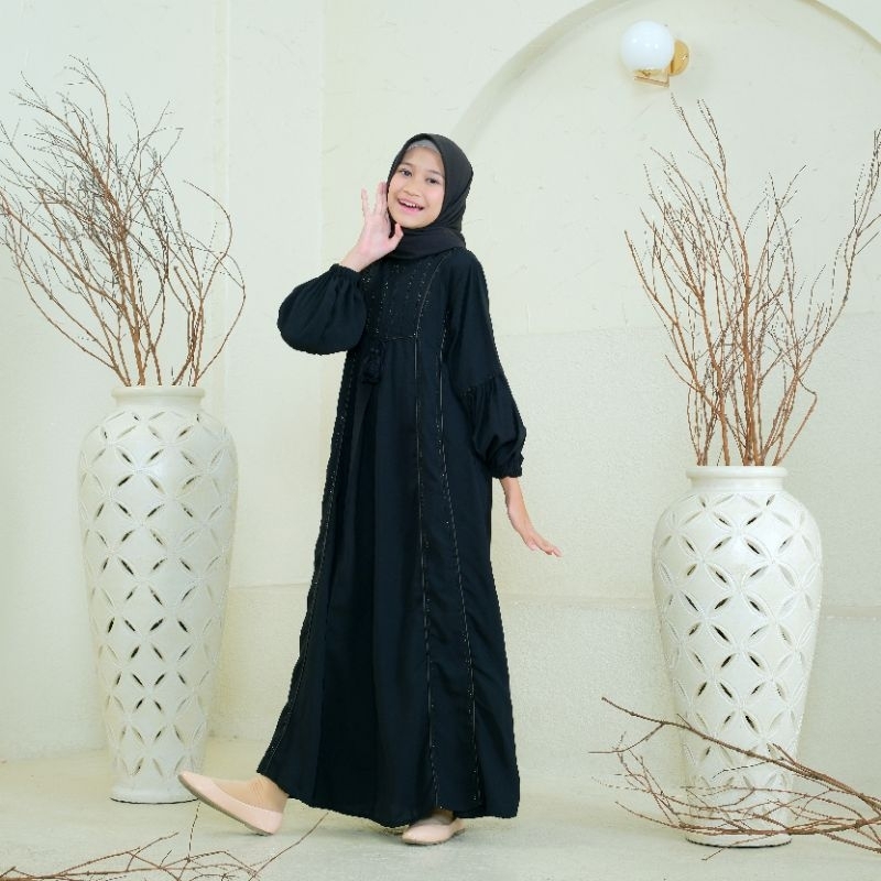 Mayra abaya Anak - Gamis anak remaja abaya arab hitam anak bahan jetblack